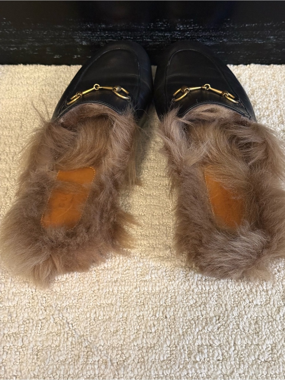 Gucci Princetown Fur-Lined Horsebit Leather Loafers/Mules 40 - Picture 2 of 5